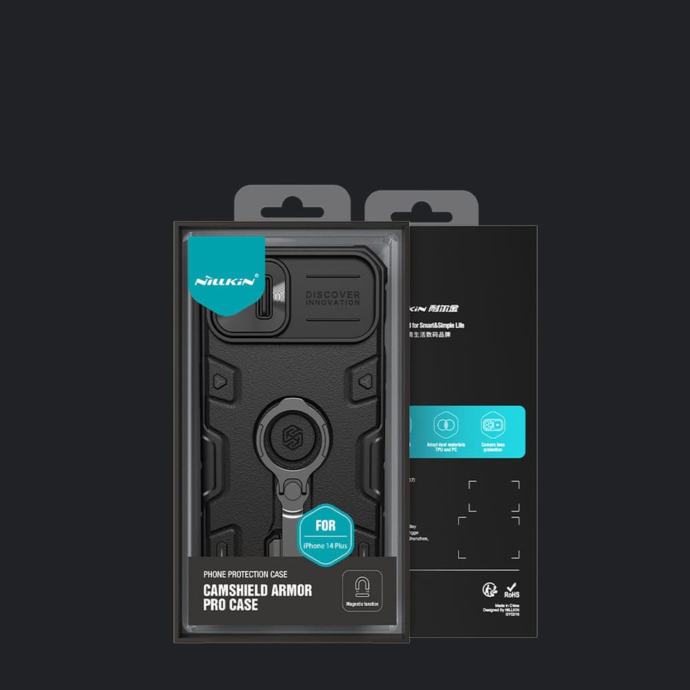 Nillkin CamShield Armor Pro MagSafe ovitek za iPhone 14 Plus z obročem, moder 5