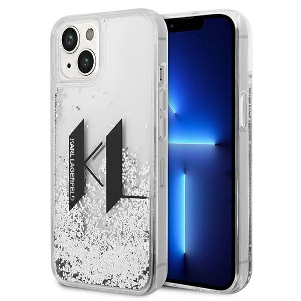 Karl Lagerfeld Liquid Glitter Big KL etui za iPhone 14/15/13 - srebrn