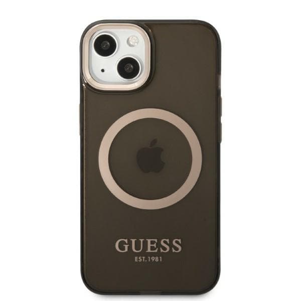 Guess Gold Outline Translucent MagSafe etui za iPhone 13 - črna 3