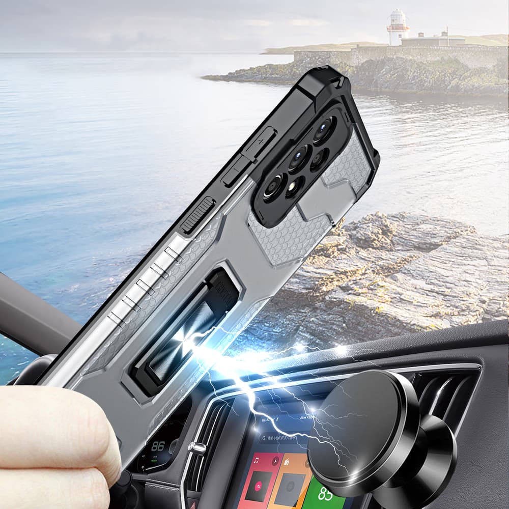 Ovitek Crystal Ring Case Kickstand za Samsung Galaxy A72 4G (rdeč) 4