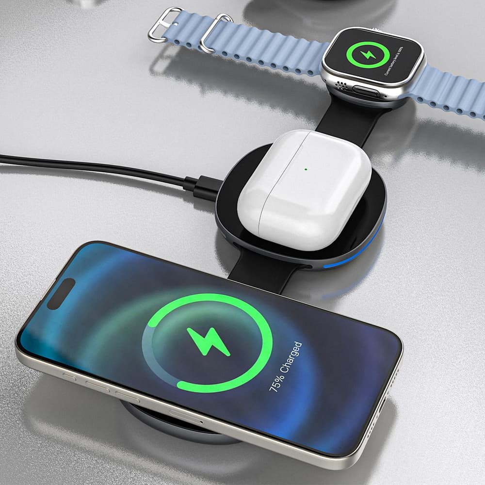 Dudao A11S 3-v-1 brezžični polnilnik MagSafe, črn 4