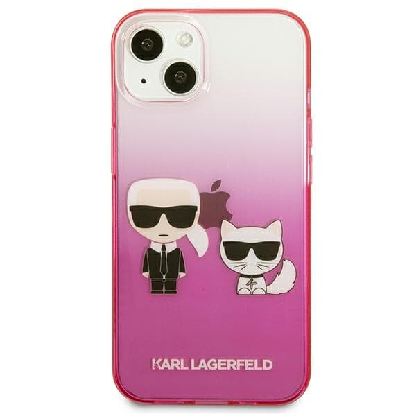 Ovitek Karl Lagerfeld Gradient Ikonik Karl&Choupette za iPhone 13 mini, roza 3