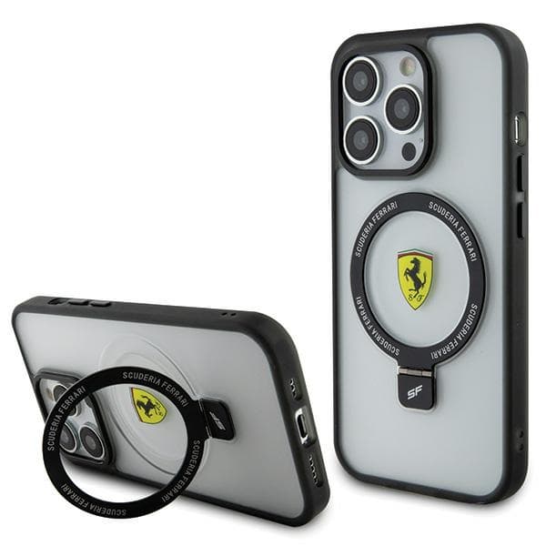 Ovitek Ferrari FEHMP15LUSCAH za iPhone 15 Pro 6.1", Ring Stand MagSafe, prozoren
