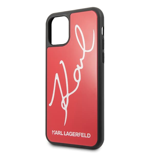 Karl Lagerfeld Signature Glitter ovitek za iPhone 11 Pro, rdeč 3