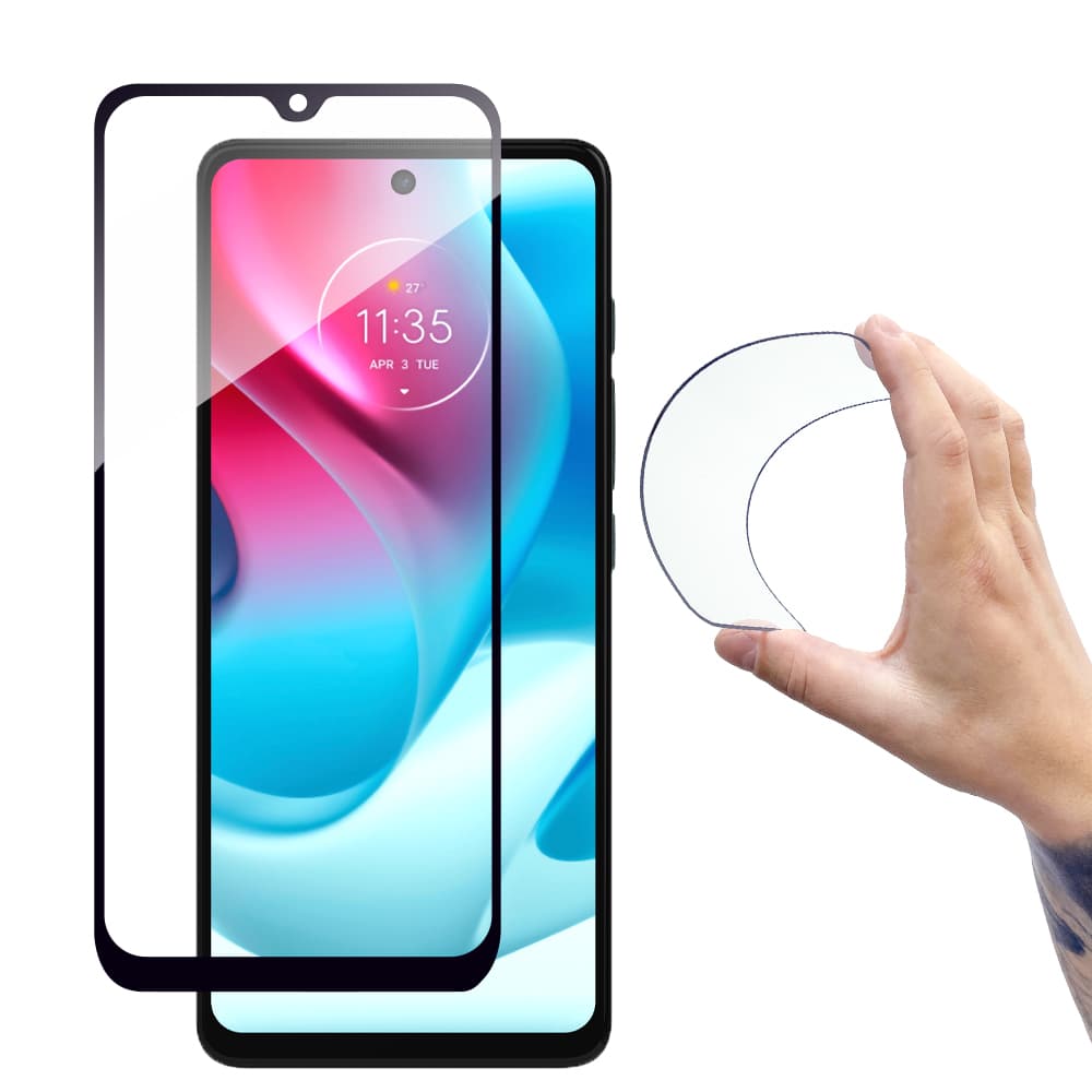 Hurtel Full Cover Flexi Nano steklo za Moto G60s s črnim okvirjem