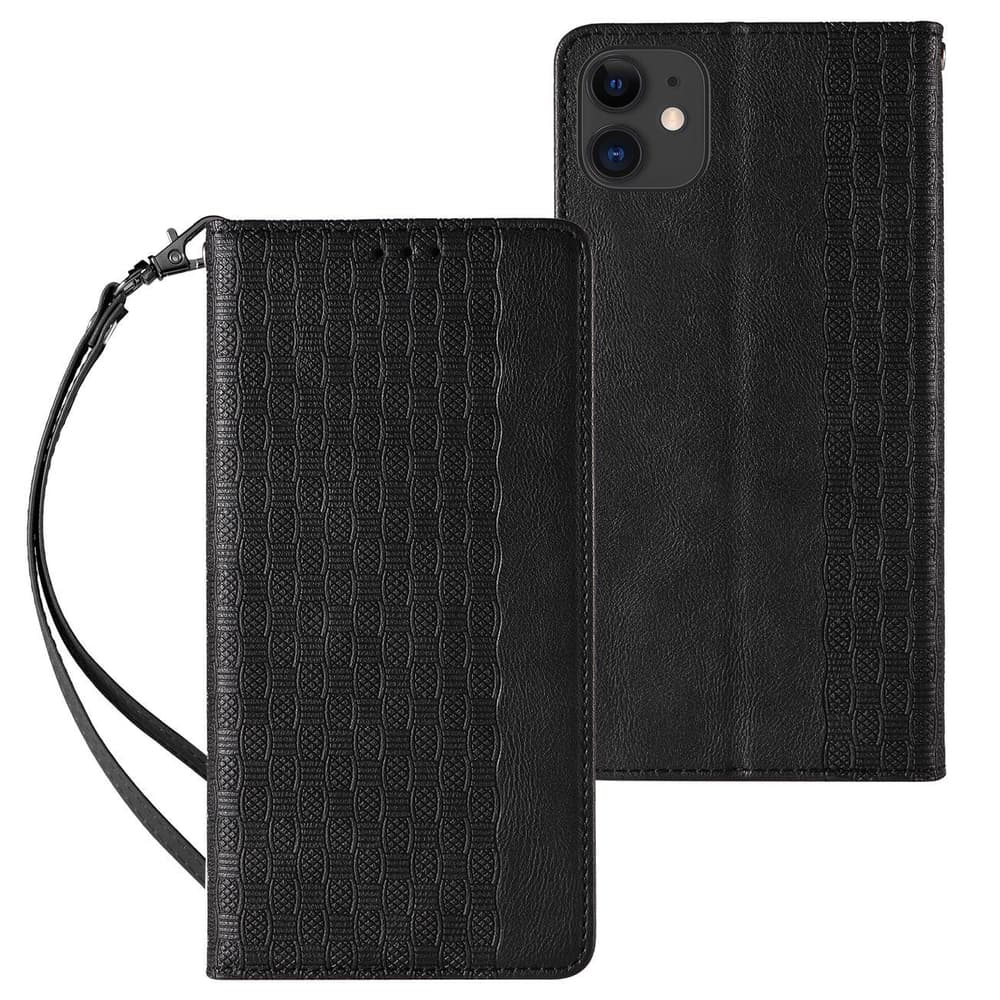 Hurtel Magnet Strap etui za iPhone 12, denarnica, črn