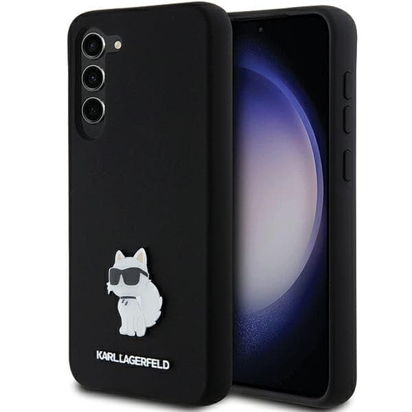 Karl Lagerfeld Ovitek Silicone Choupette Metal Pin za Samsung Galaxy S23+, črn