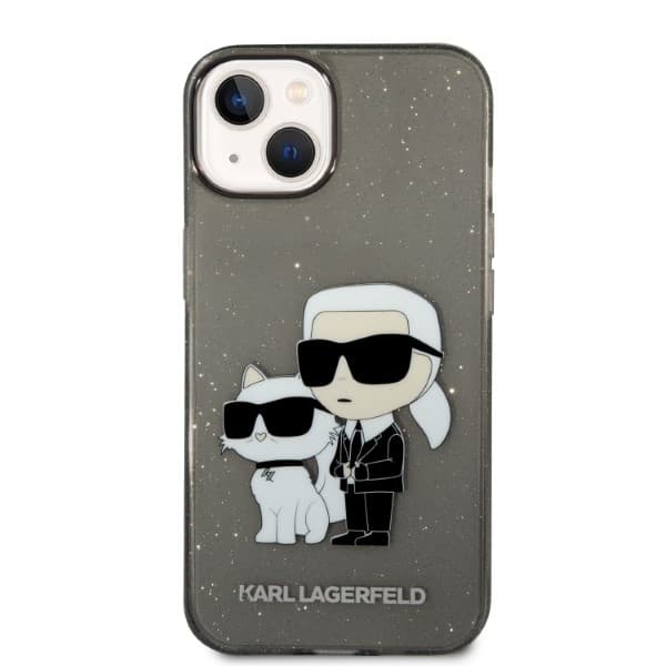Karl Lagerfeld Glitter Karl & Choupette etui za iPhone 14 Plus - črn 3