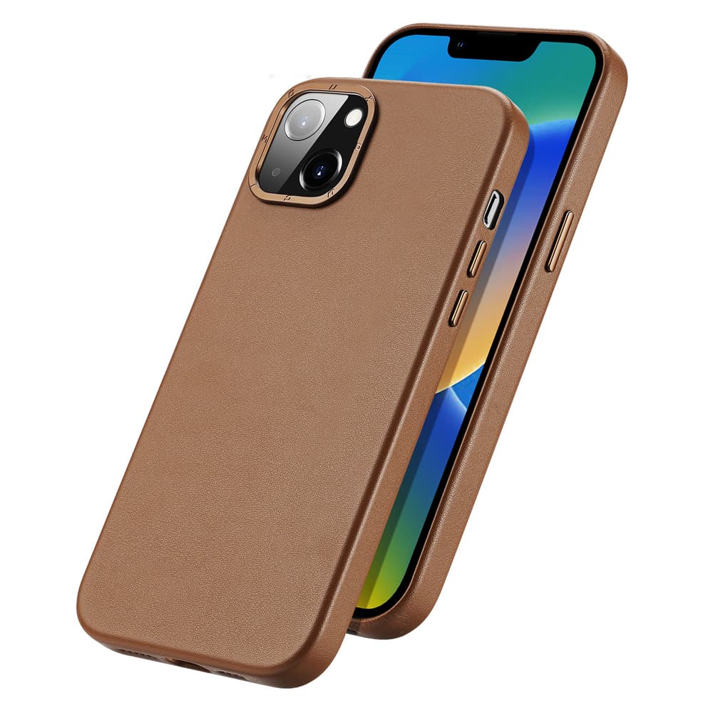 Ovitek Dux Ducis Grit usnjen za iPhone 14 Plus (MagSafe), rjav 2
