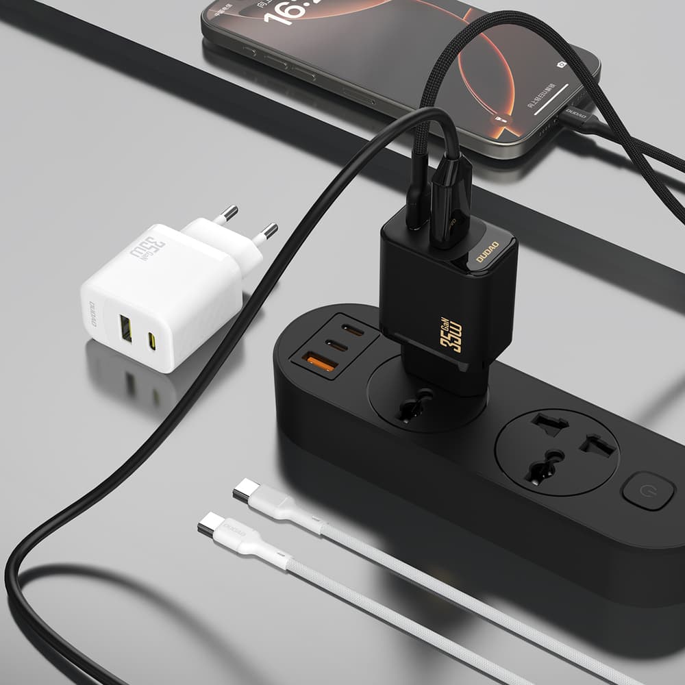 Dudao A27 Max 35W GaN stenski polnilnik, 2v1 USB-C/USB-A, bela 7