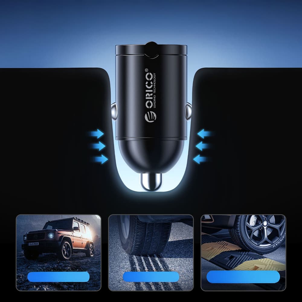 Orico MiniRing 30W avtomobilski polnilnik, USB-A + USB-C - črn 6