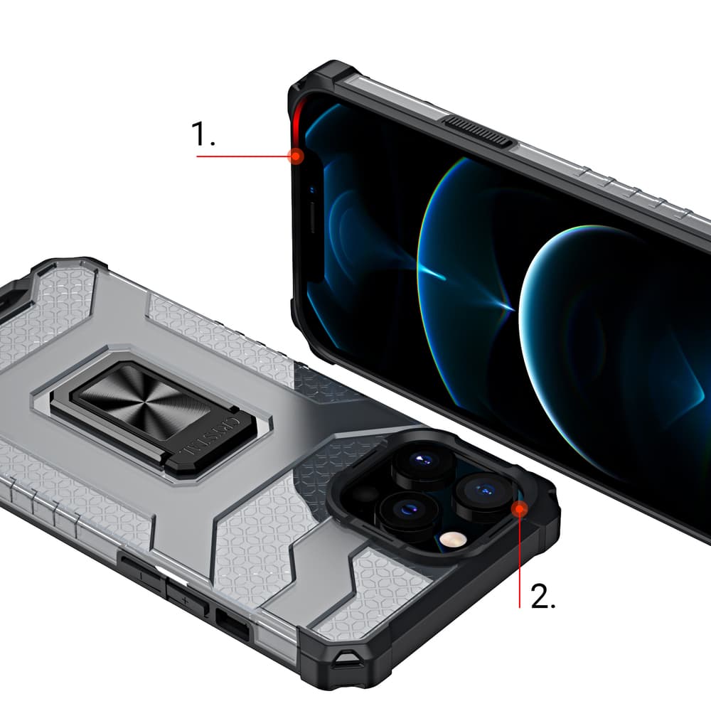 Ovitek Crystal Ring Case Kickstand za iPhone 12 Pro Max (rdeč) 8