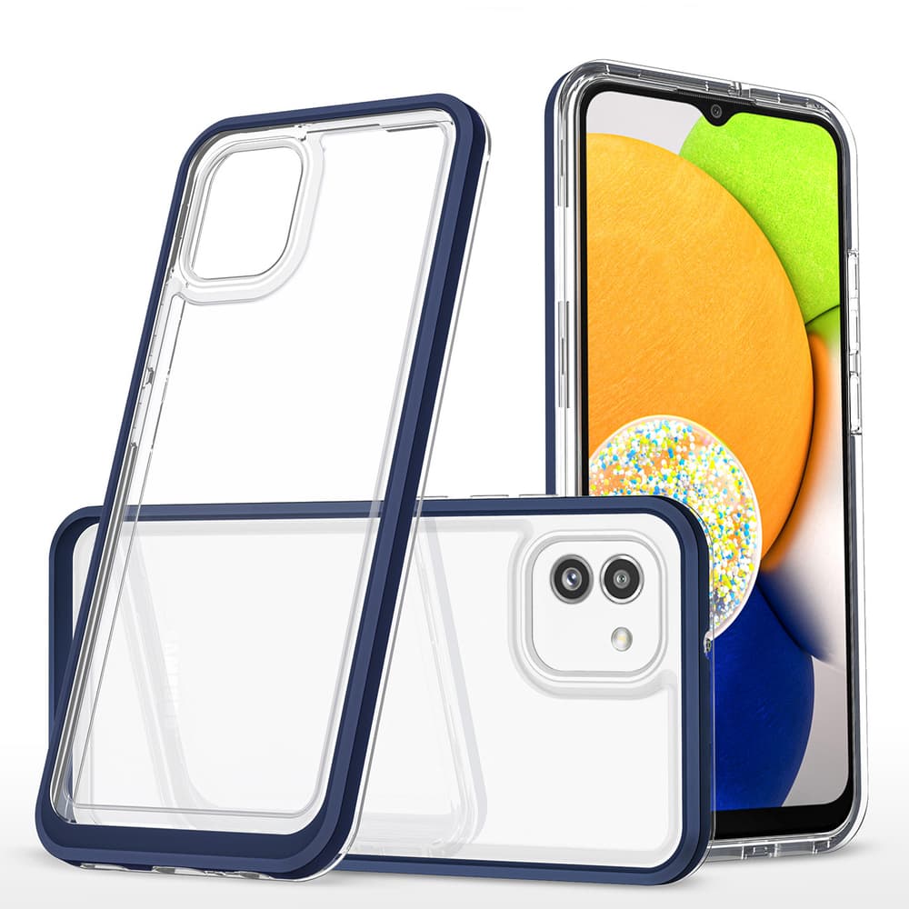 Clear 3in1 ovitek za Samsung Galaxy A03, s modrim okvirjem