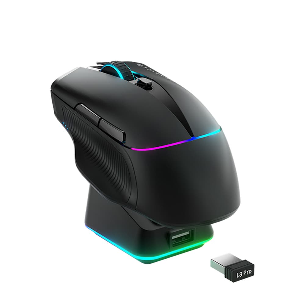 Machenike L8 Pro brezžična gaming miška s polnilno postajo, črna