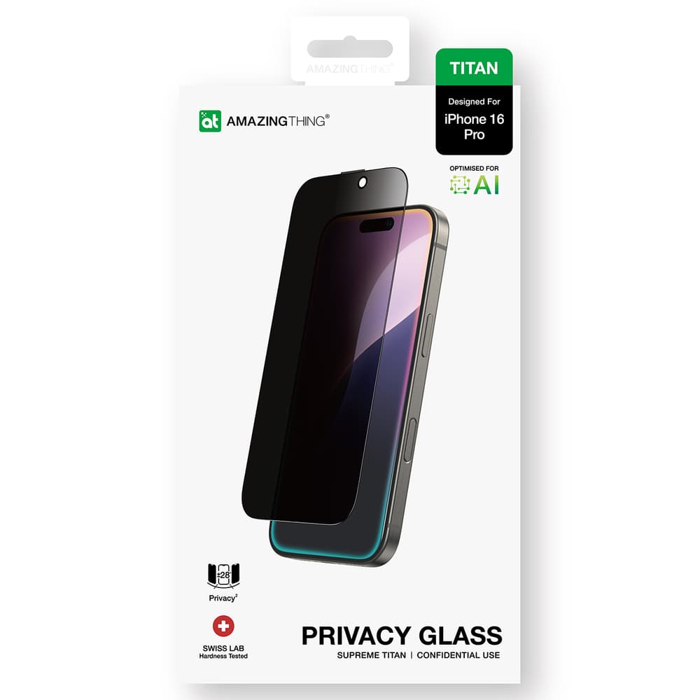 AmazingThing Titan Privacy Steklo za iPhone 16 Pro 5