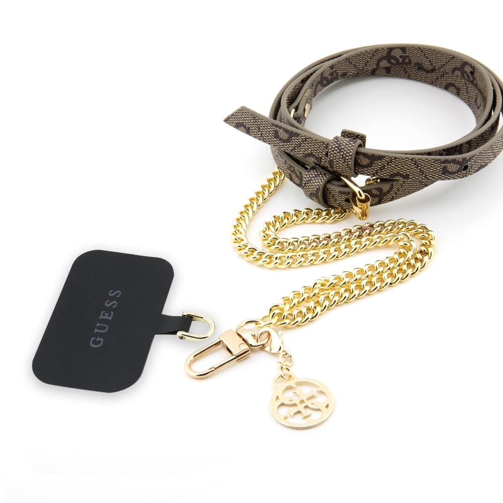Ovitek Guess 4G Chain CBDY z ročajem, rjav 2