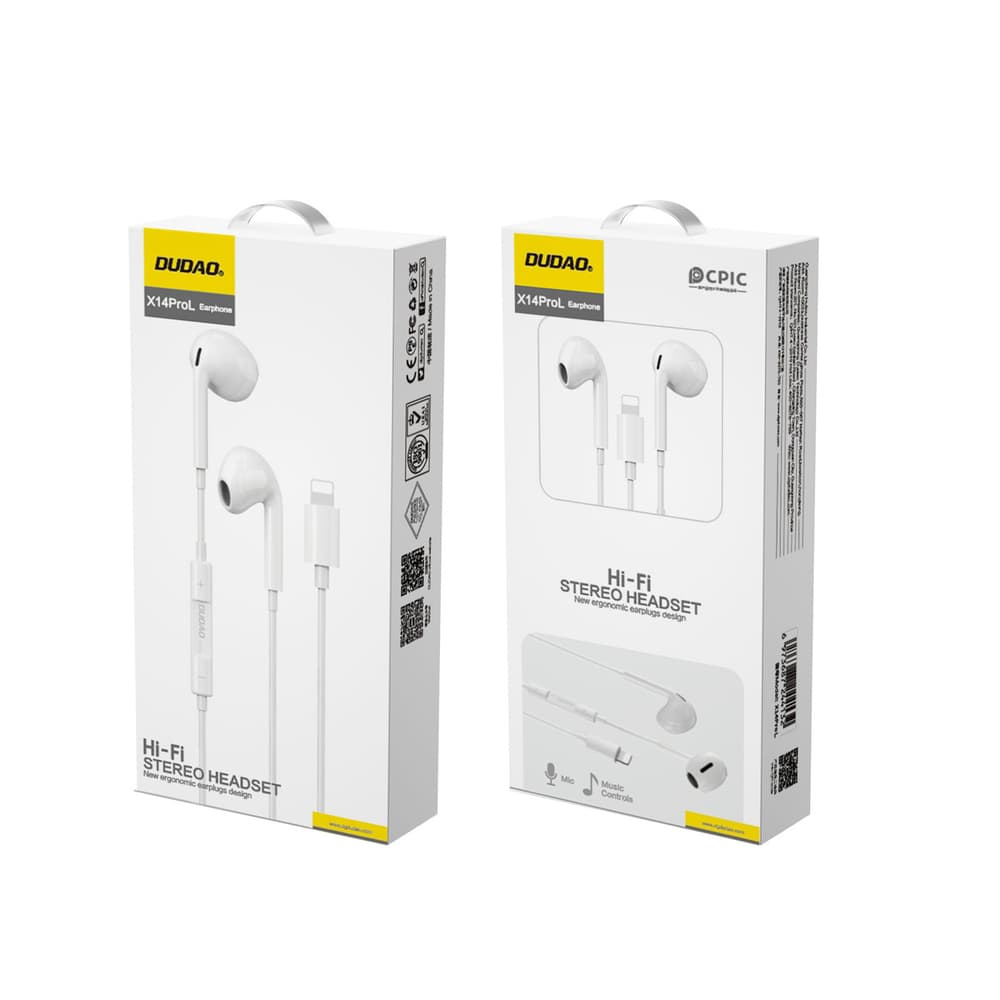 Dudao X14PROL-W1 Lightning In-Ear slušalke - bele 4