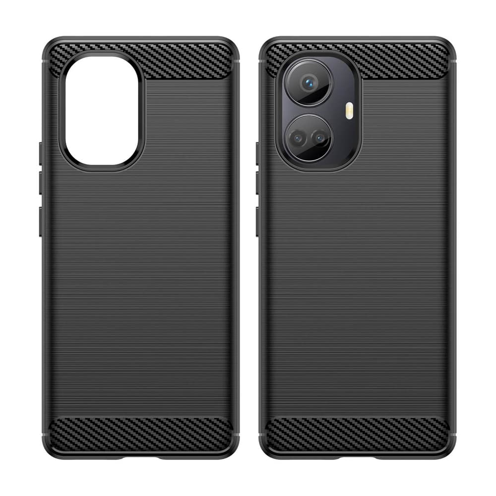Ovitek Carbon Case za Realme 10 Pro+ - črn, fleksibilni