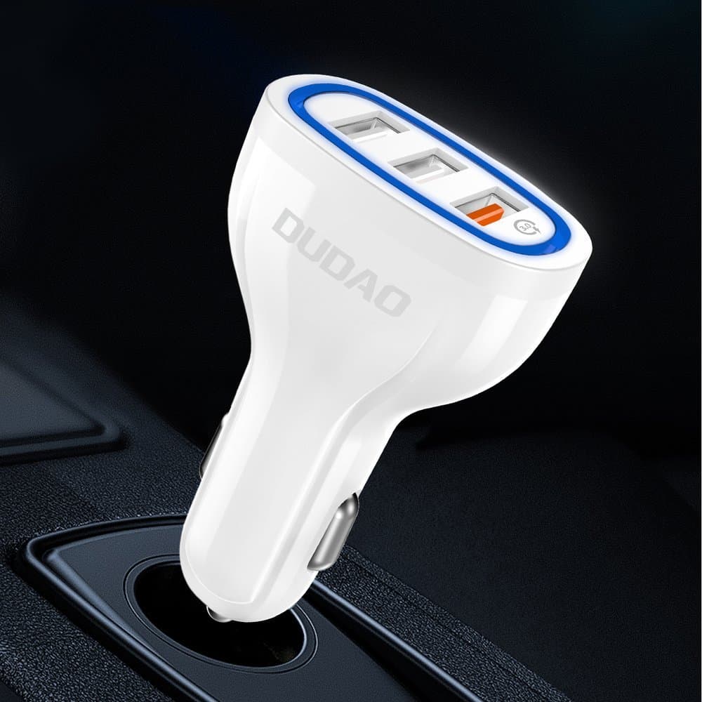 Dudao avto polnilec QC 3.0, 3x USB 18W - bel 5