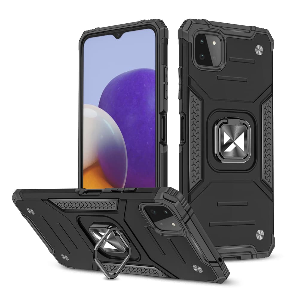 Wozinsky Ring Armor ovitek z obročem za Samsung Galaxy A22 4G, črn