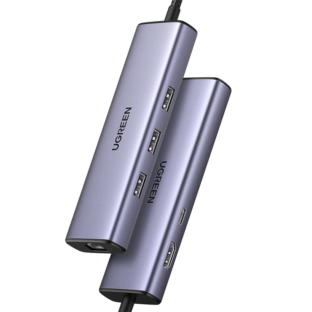 HUB Ugreen CM512 6v1 USB-C - 3x USB-A 3.0 / HDMI / RJ45 / USB-C PD, siv 2