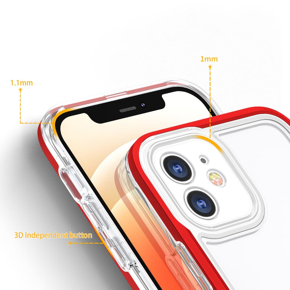 Hybrid Armor Clear 3v1 ovitek za iPhone 12 z rdečim okvirjem 4