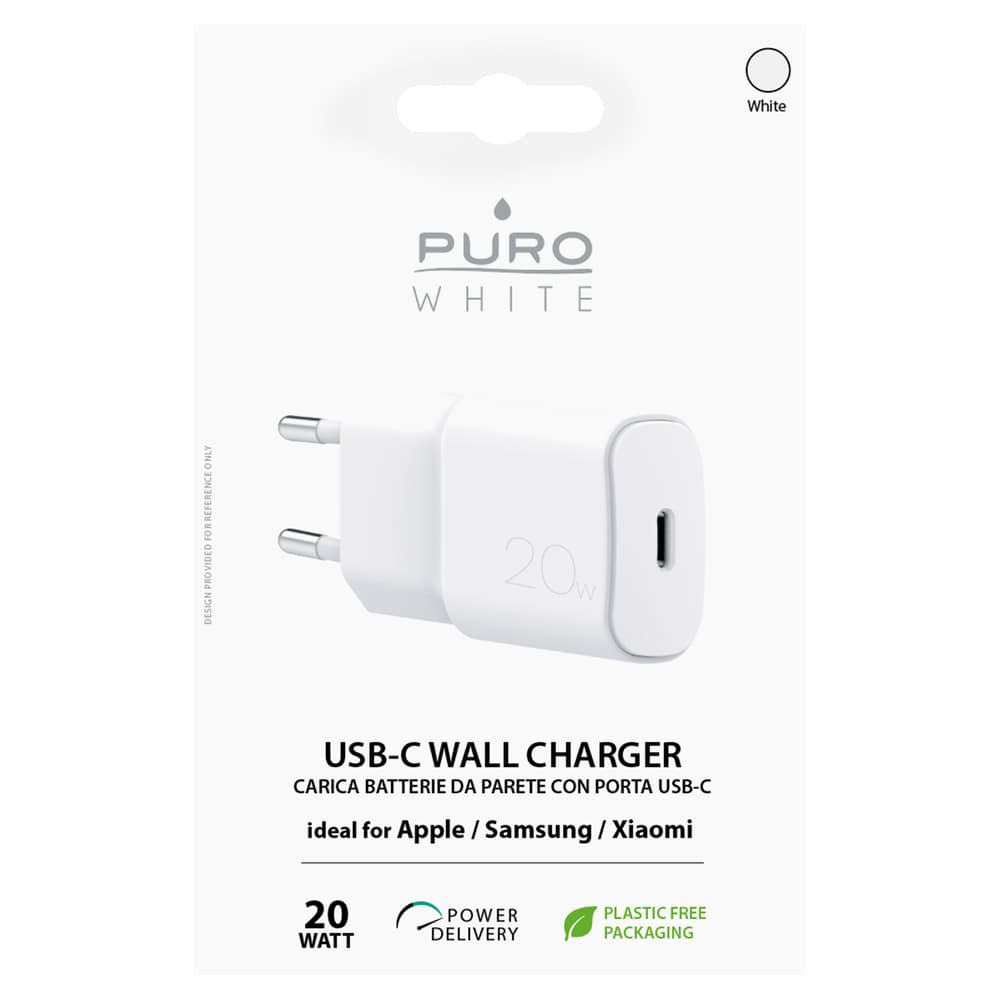 Puro White 20W Power Delivery USB-C stenski polnilnik, bel 2