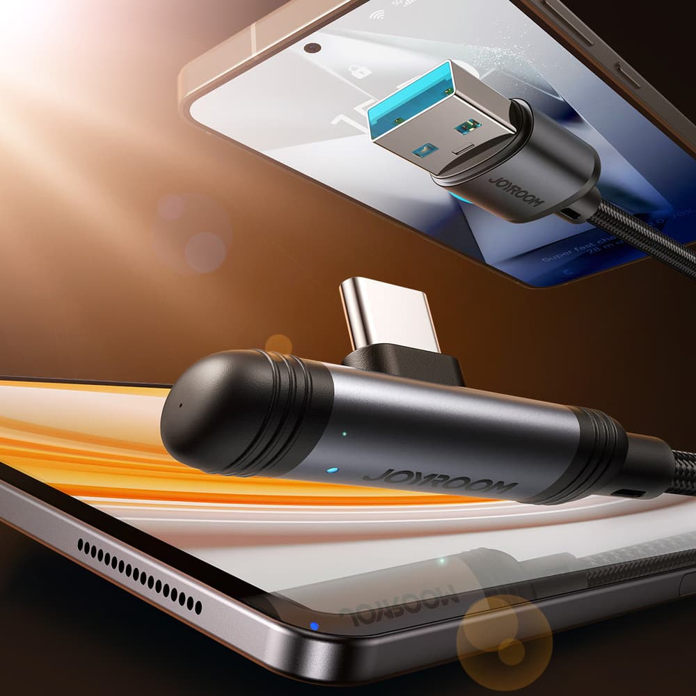 Joyroom S-A56 Kabel USB-A - USB-C 3A, 90° kotni, 1.2m, črn 2