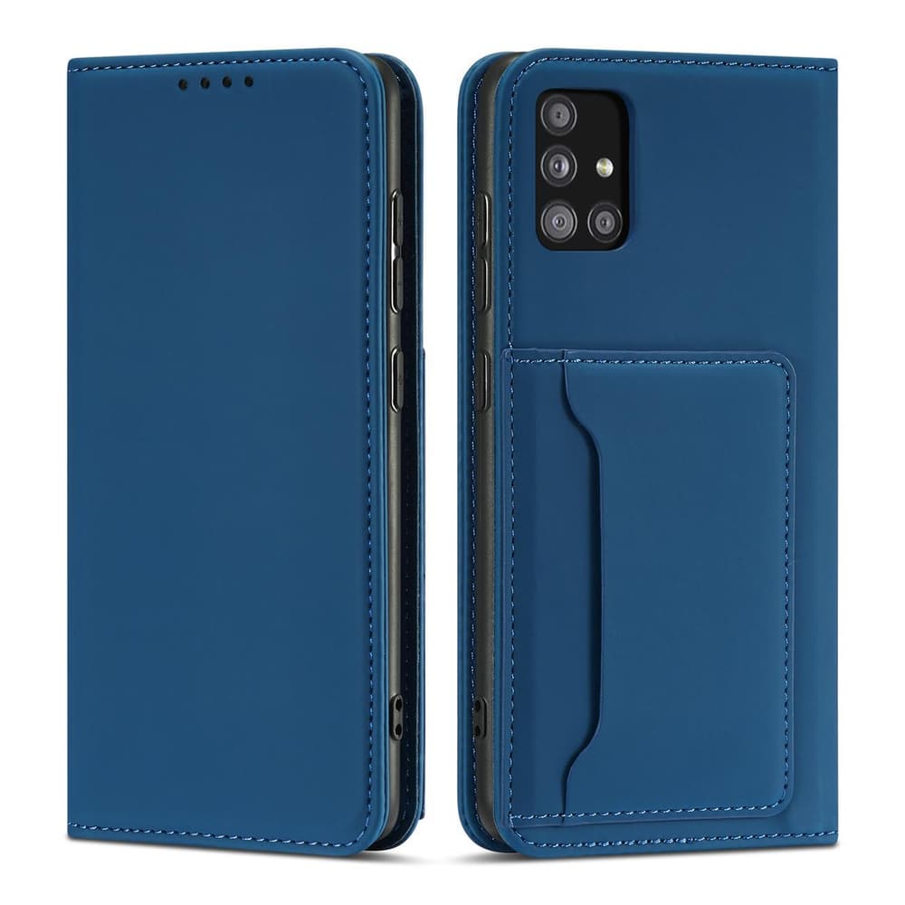 Hurtel Magnet Card ovitek za Samsung Galaxy A12 5G, etui, denarnica in stojalo, moder