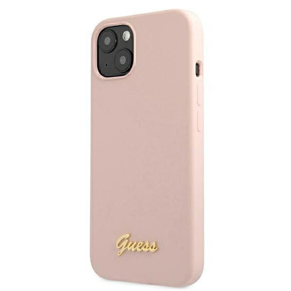Ovitek Guess Silicone Script Gold Logo za iPhone 13 6.1" - svetlo roza 2