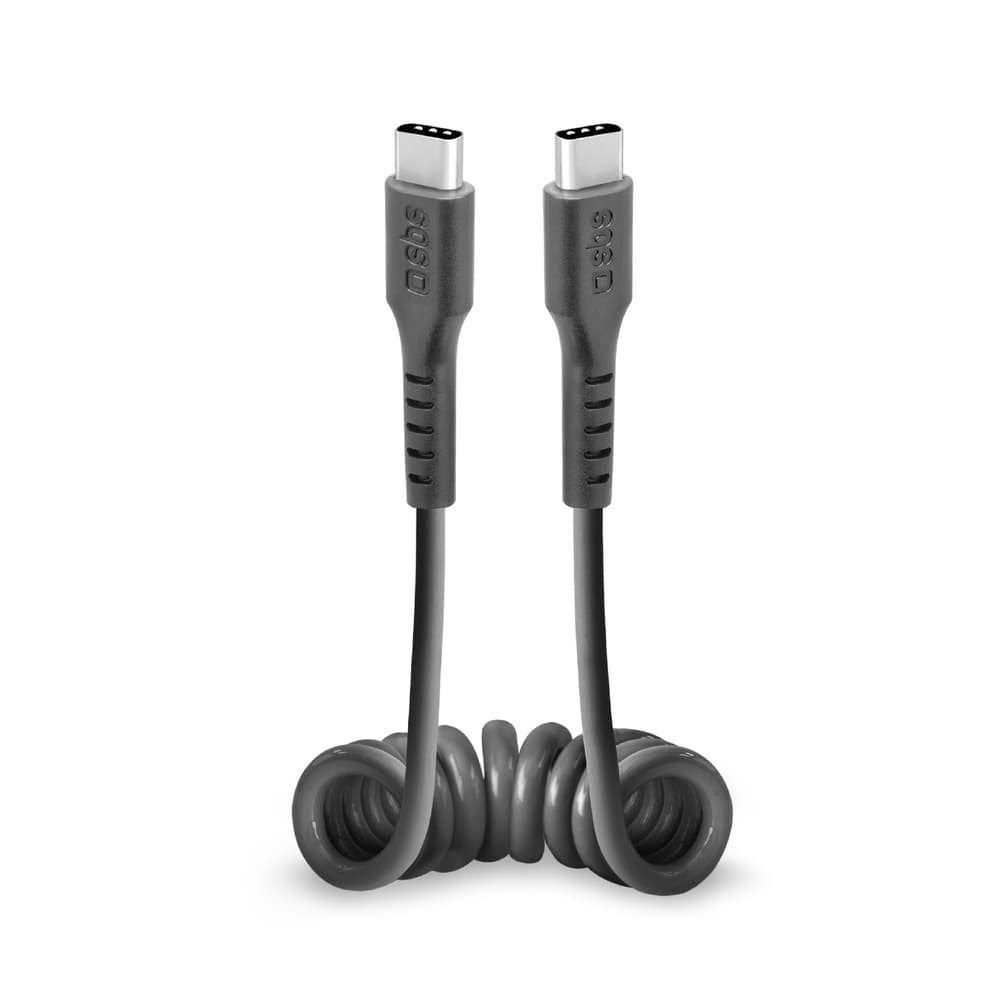 SBS TECABLETYPCCSK spiralni USB-C kabel - USB-C 0.5m - črn
