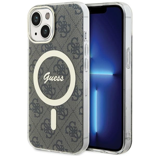 Etui Guess IML 4G MagSafe za iPhone 15 - rjav