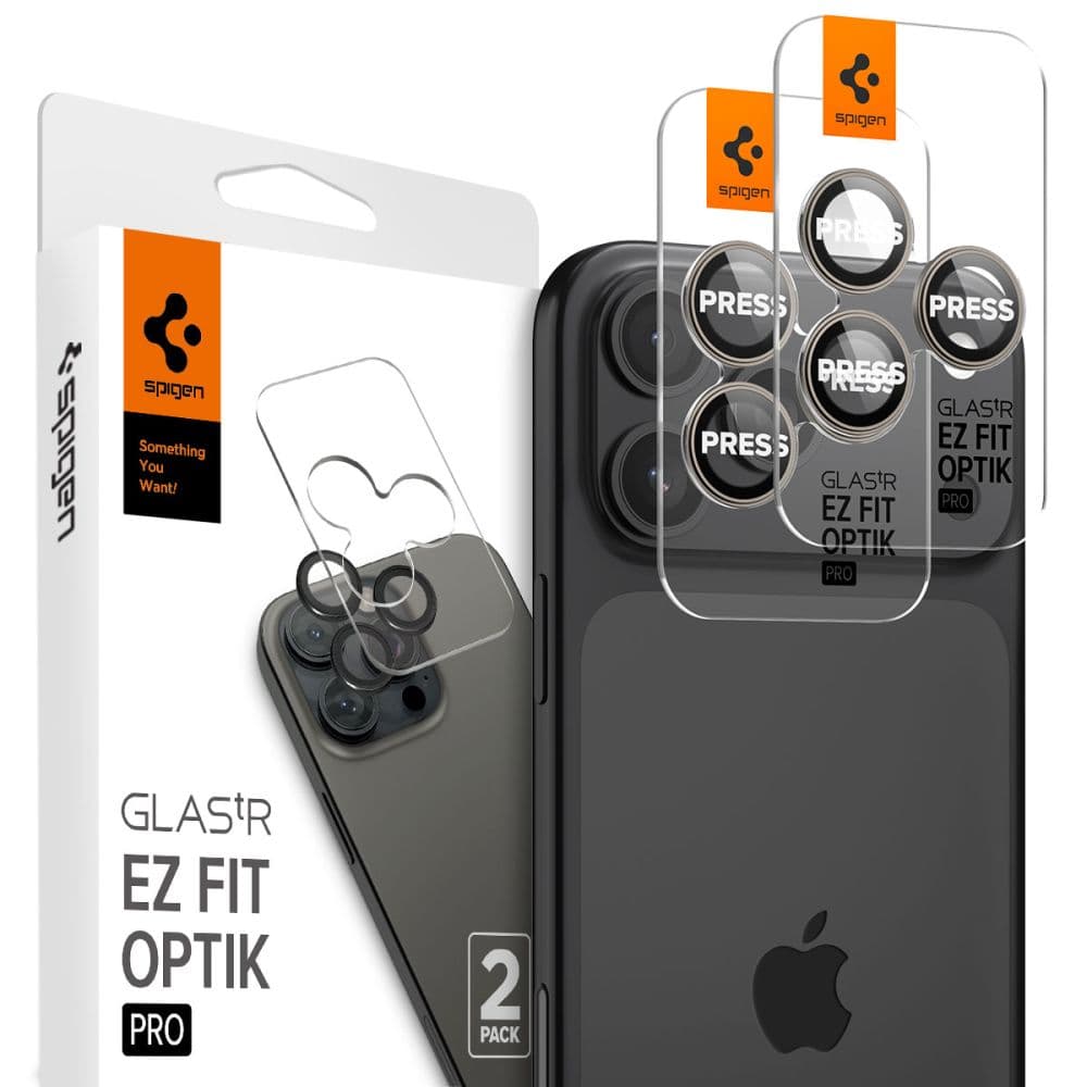 Zaščita kamere Spigen Optik.tR EZ Fit za iPhone 14 Pro/Pro Max/15 Pro/Pro Max - Natural Titanium (2 kosa)