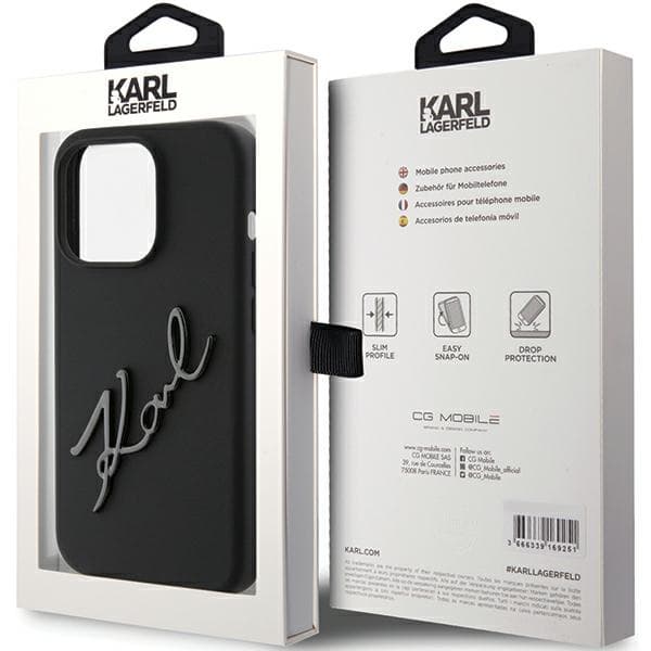 Karl Lagerfeld ovitek za iPhone 15 Pro - črn, silikonski 8