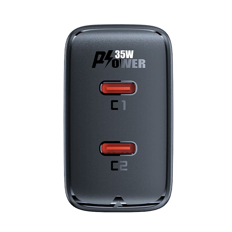 Acefast A49 GaN 35W PD hitri polnilec z 2x USB C vrati - črn 4