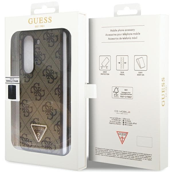 Ovitek Guess Leather 4G Triangle Strass za Samsung Galaxy Z Fold 5 - rjava 7