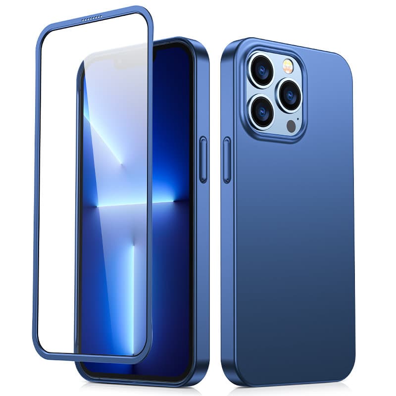 Joyroom 360 Full ovitek za iPhone 13 Pro + kaljeno steklo modro