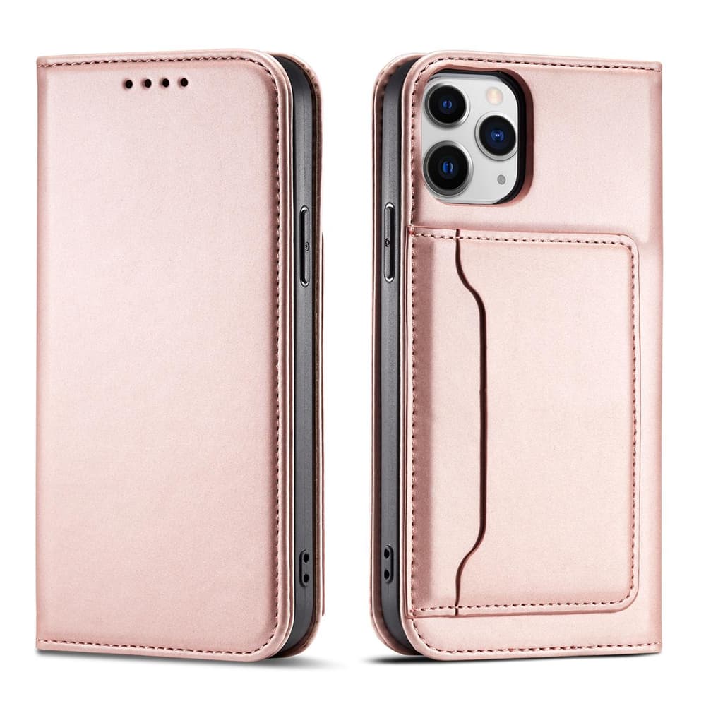 Hurtel Magnet Card ovitek za iPhone 12 Pro Max, etui, denarnica in stojalo, roza