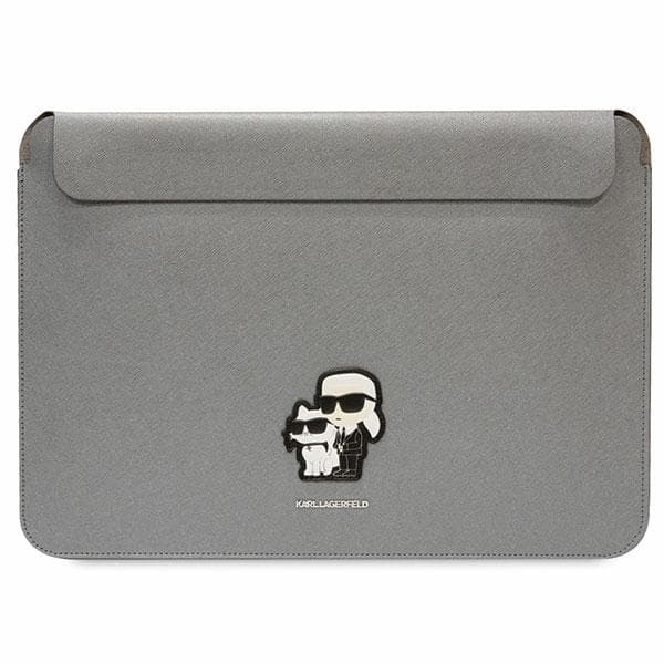 Karl Lagerfeld Saffiano ovitek za 14" prenosnik Karl&Choupette - srebrn
