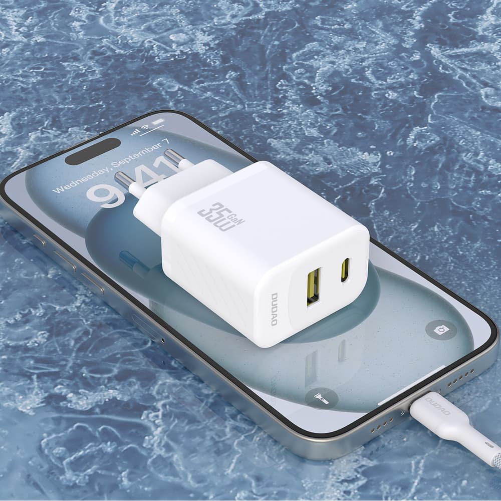Dudao A27 Max 35W GaN stenski polnilnik, 2v1 USB-C/USB-A, bela 6
