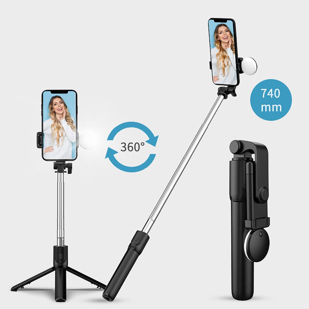 Hurtel WR1YXS selfie palica/stativ, 0.71m z lučko, črna 7