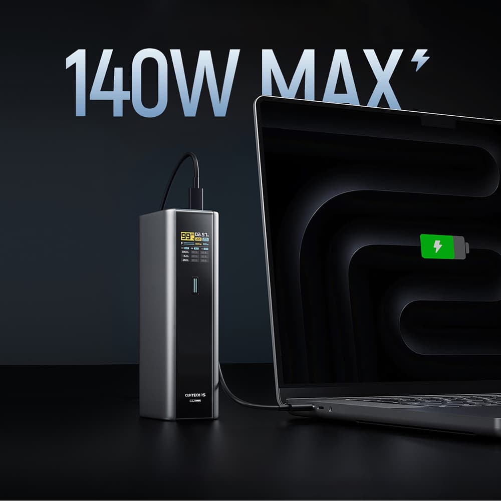 Powerbank Cuktech CKPB200UGLGR 210W 20000mAh, 2xUSB-C + USB-A, siv 2