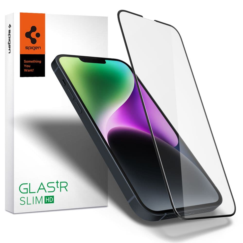 Zaščitno steklo Spigen Glass FC za iPhone 13 / 13 Pro / 14 - črno