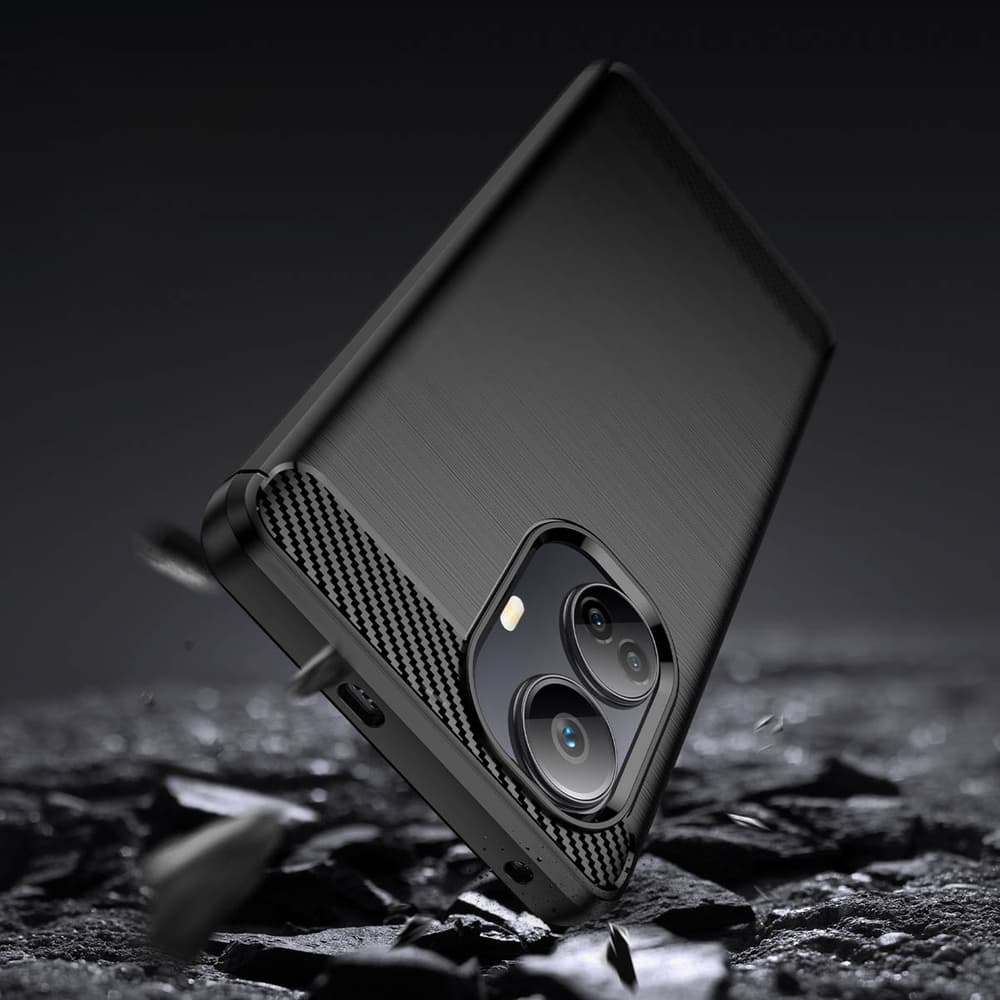 Ovitek Carbon Case za Realme 10 Pro+ - črn, fleksibilni 4