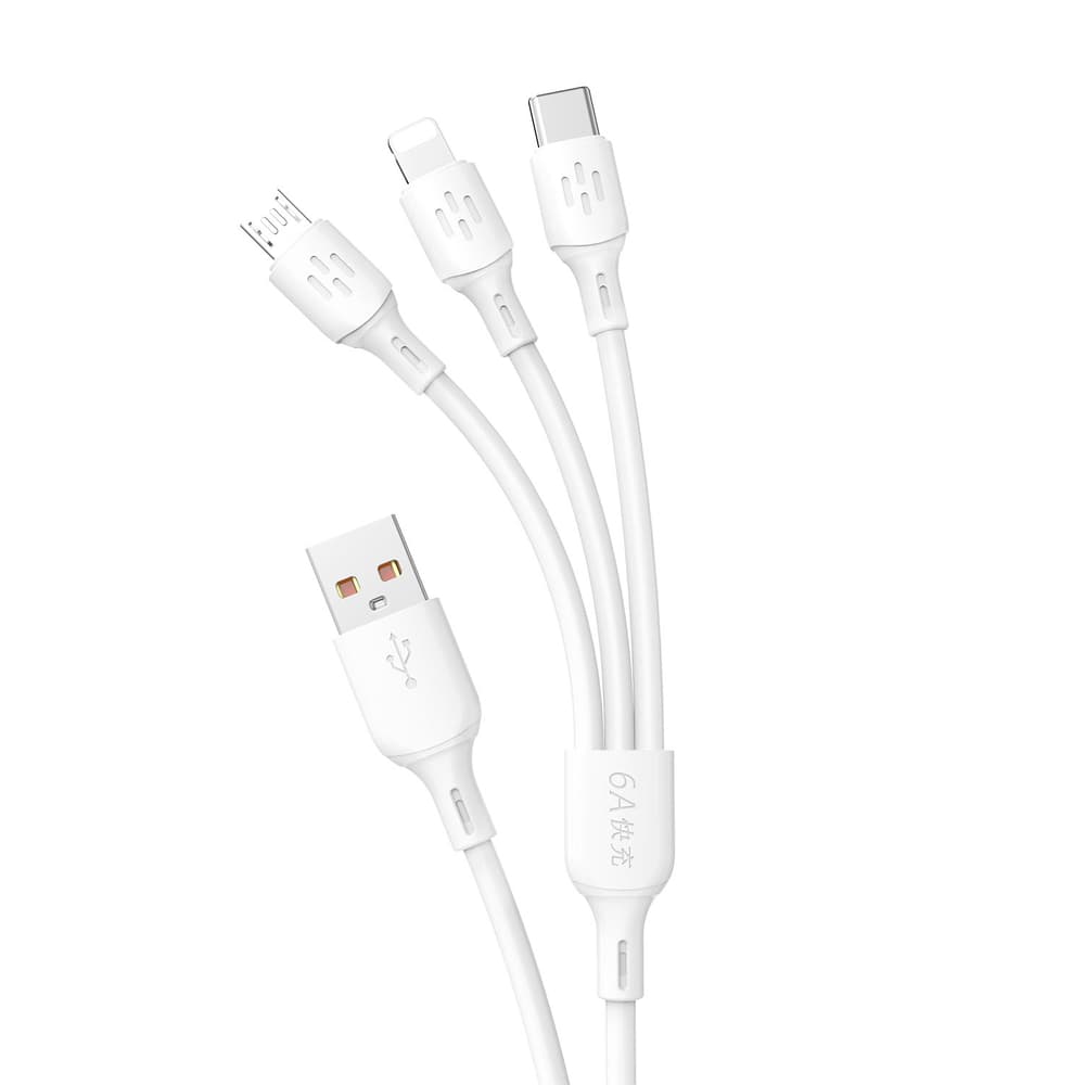 Dudao 3v1 kabel USB-A na USB-C / micro USB / Lightning 1.2m