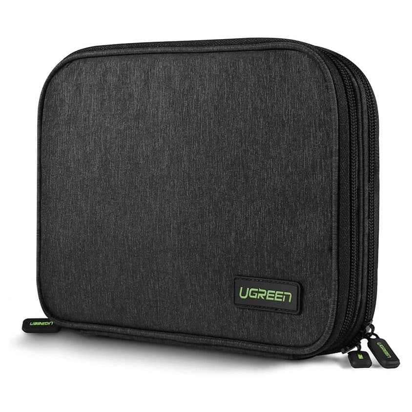 Ugreen torbica za prenosni disk, kable in dodatke, 24.5 x 17.5 x 5 cm, siva