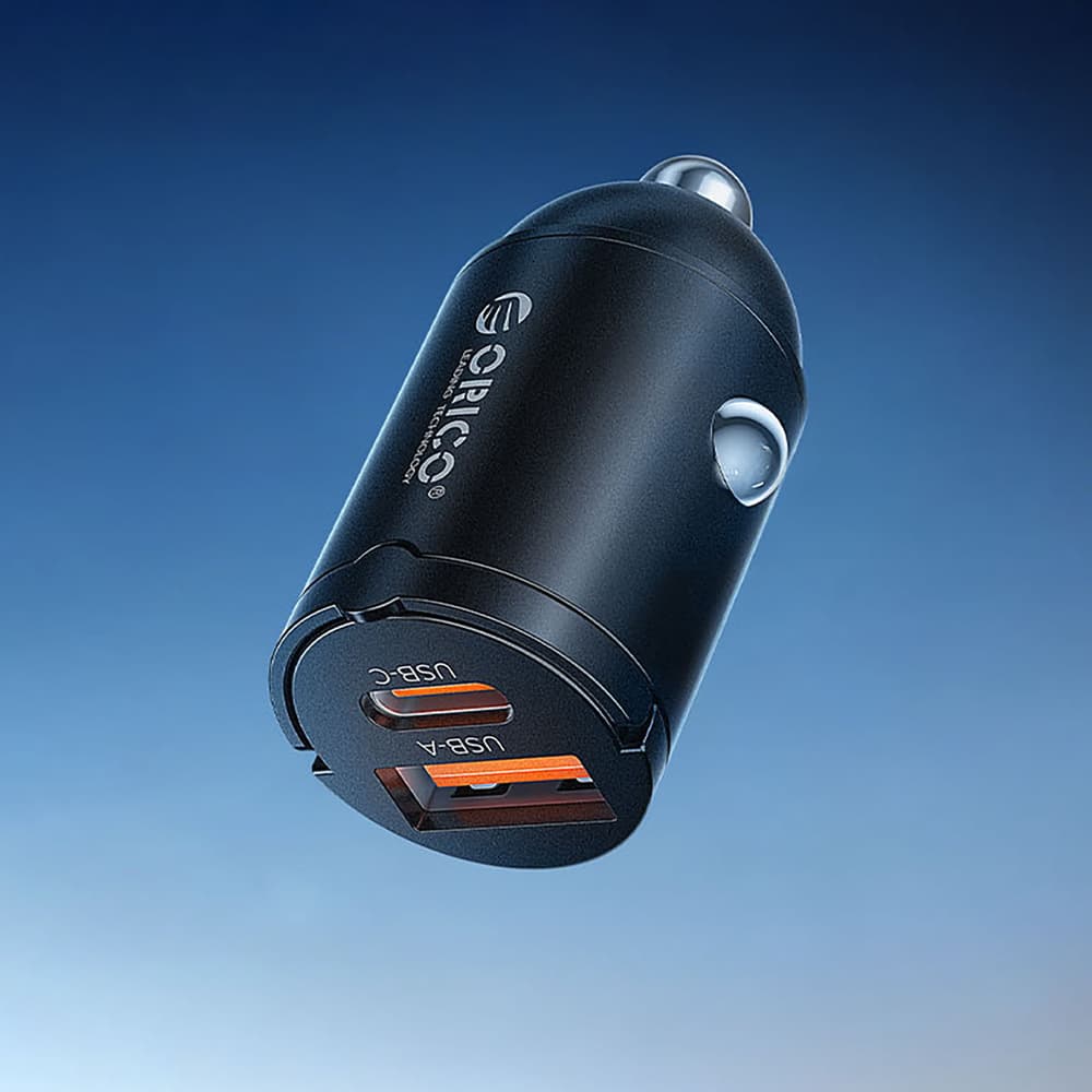 Orico MiniRing 30W avtomobilski polnilnik, USB-A + USB-C - črn 3