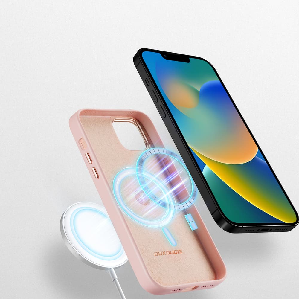 Ovitek Dux Ducis Grit usnjen za iPhone 14 Plus (MagSafe), roza 3