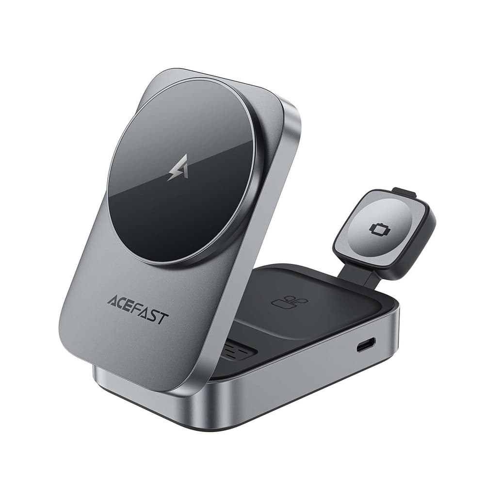 Acefast E22 3-v-1 brezžična polnilna postaja, MagSafe združljiva, siva 2