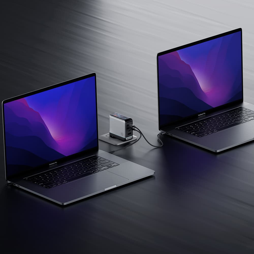 Cuktech AD1204U 120W GaN polnilec z zaslonom in USB-C kablom - Srebrn 7